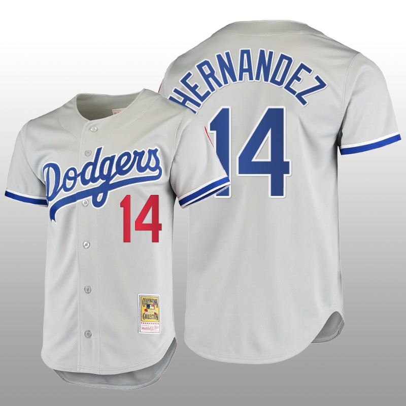 Men's Los Angeles Dodgers Enrique Hernandez Gray Cooperstown Collection Authentic Jersey