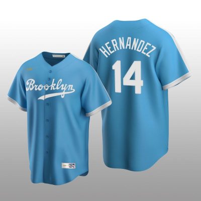Men's Los Angeles Dodgers Enrique Hernandez Light Blue Cooperstown Collection Alternate Jersey