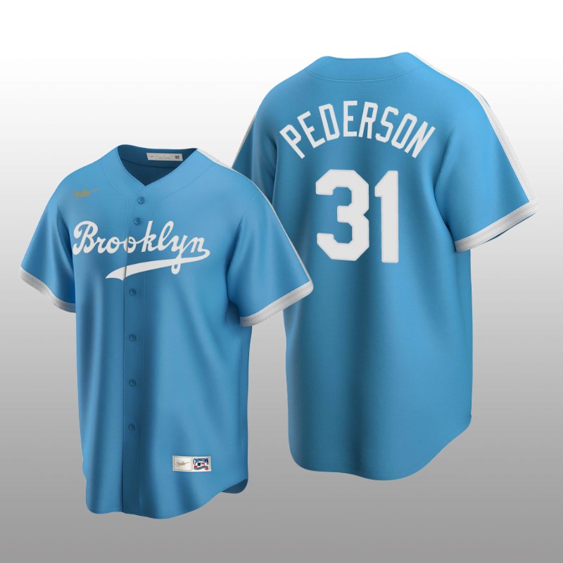 Men's Los Angeles Dodgers Joc Pederson Light Blue Cooperstown Collection Alternate Jersey