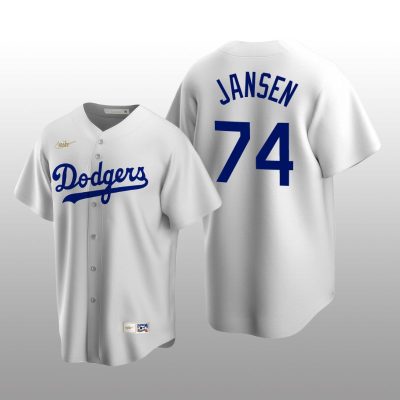 Men's Los Angeles Dodgers Kenley Jansen White Cooperstown Collection Home Jersey
