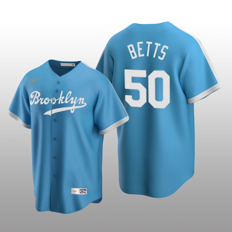 Men's Los Angeles Dodgers Mookie Betts Light Blue Cooperstown Collection Alternate Jersey