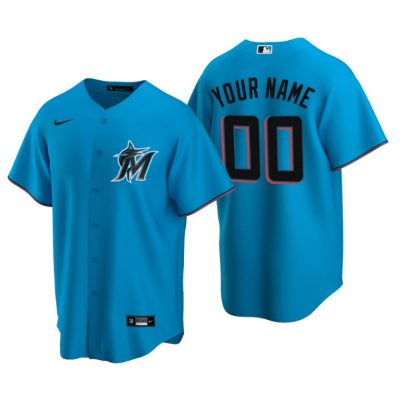 Men's Miami Marlins Blue Replica 2020 Alternate Custom Jersey