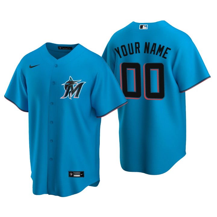 Men's Miami Marlins Blue Replica 2020 Alternate Custom Jersey