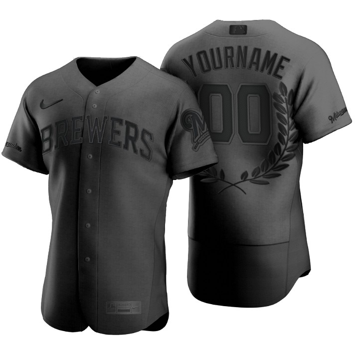 Men's Milwaukee Brewers Custom Black Award Collection Jersey