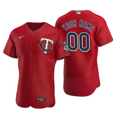 Men's Minnesota Twins Custom Red Authentic 2020 Alternate Jersey