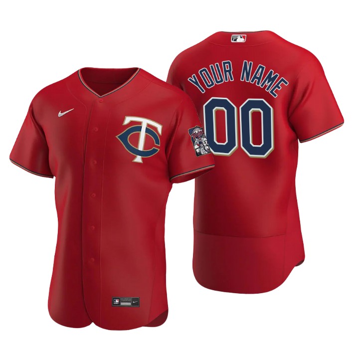 Men's Minnesota Twins Custom Red Authentic 2020 Alternate Jersey