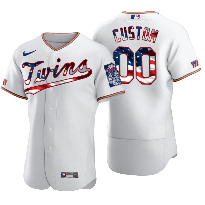Men's Minnesota Twins Custom White 2020 Stars & Stripes 4th of July Jersey