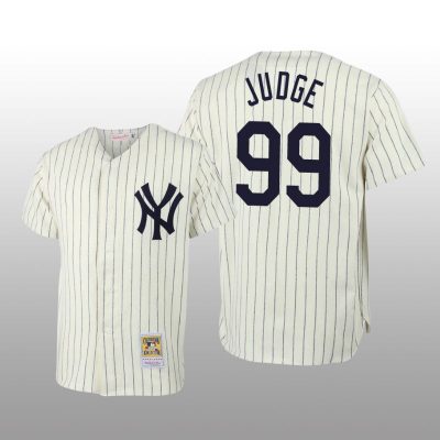 Men's New York Yankees Aaron Judge Cream Throwback Authentic Jersey
