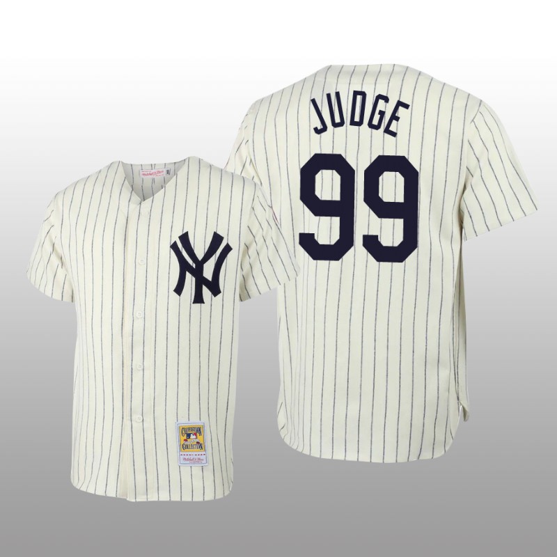 Men's New York Yankees Aaron Judge Cream Throwback Authentic Jersey