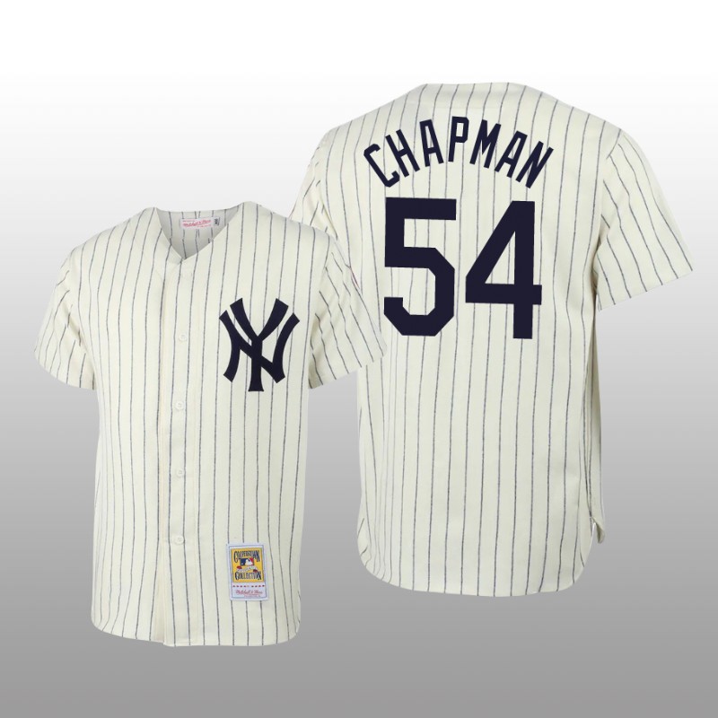 Men's New York Yankees Aroldis Chapman Cream Throwback Authentic Jersey