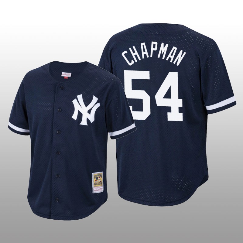 Men's New York Yankees Aroldis Chapman Navy Cooperstown Collection Mesh Batting Practice Jersey