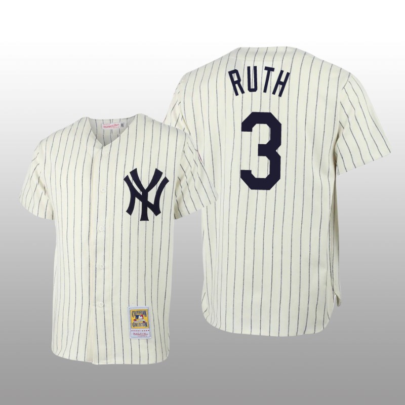 Men's New York Yankees Babe Ruth Cream Throwback Authentic Jersey