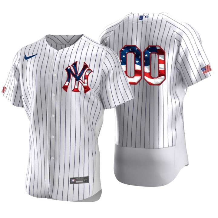 Men's New York Yankees Custom White 2020 Stars & Stripes 4th of July Jersey