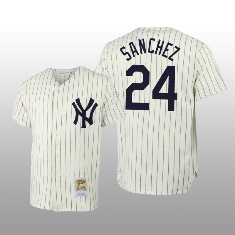 Men's New York Yankees Gary Sanchez Cream Throwback Authentic Jersey