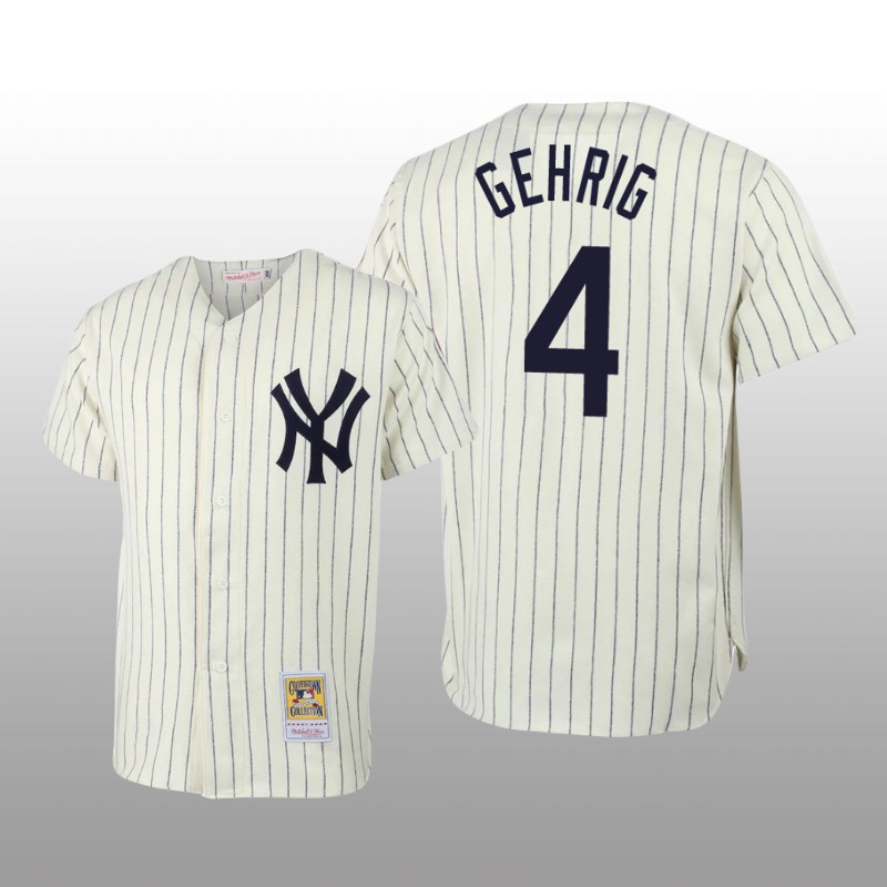 Men's New York Yankees Lou Gehrig Cream Throwback Authentic Jersey