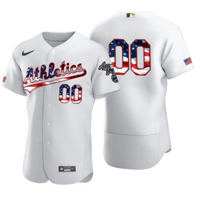 Men's Oakland Athletics Custom White 2020 Stars & Stripes 4th of July Jersey