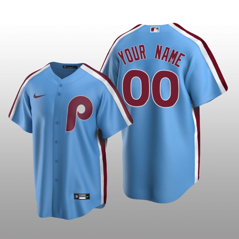 Men's Philadelphia Phillies Custom Light Blue Cooperstown Collection Road Jersey