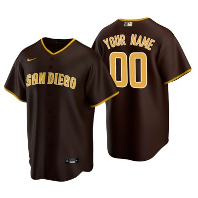 Men's San Diego Padres Brown Replica 2020 Road Custom Jersey