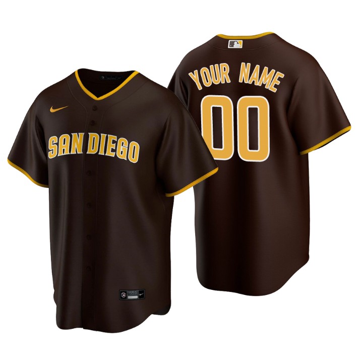 Men's San Diego Padres Brown Replica 2020 Road Custom Jersey