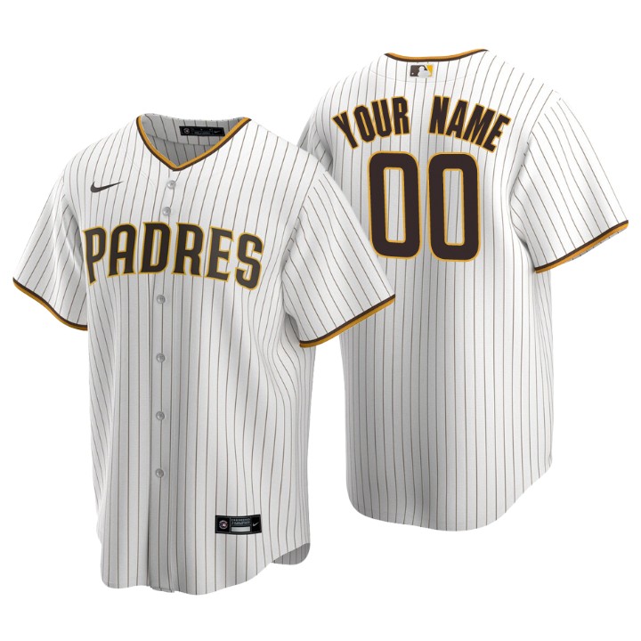 Men's San Diego Padres White Brown Replica 2020 Home Custom Jersey
