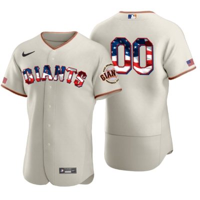 Men's San Francisco Giants Custom Cream 2020 Stars & Stripes 4th of July Jersey