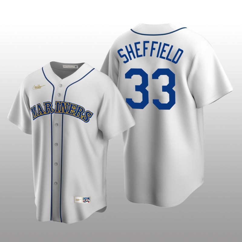 Men's Seattle Mariners Justus Sheffield White Cooperstown Collection Home Jersey