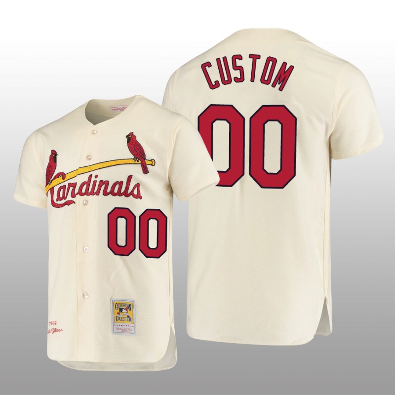 Men's St. Louis Cardinals Custom Cream Cooperstown Collection Authentic Jersey
