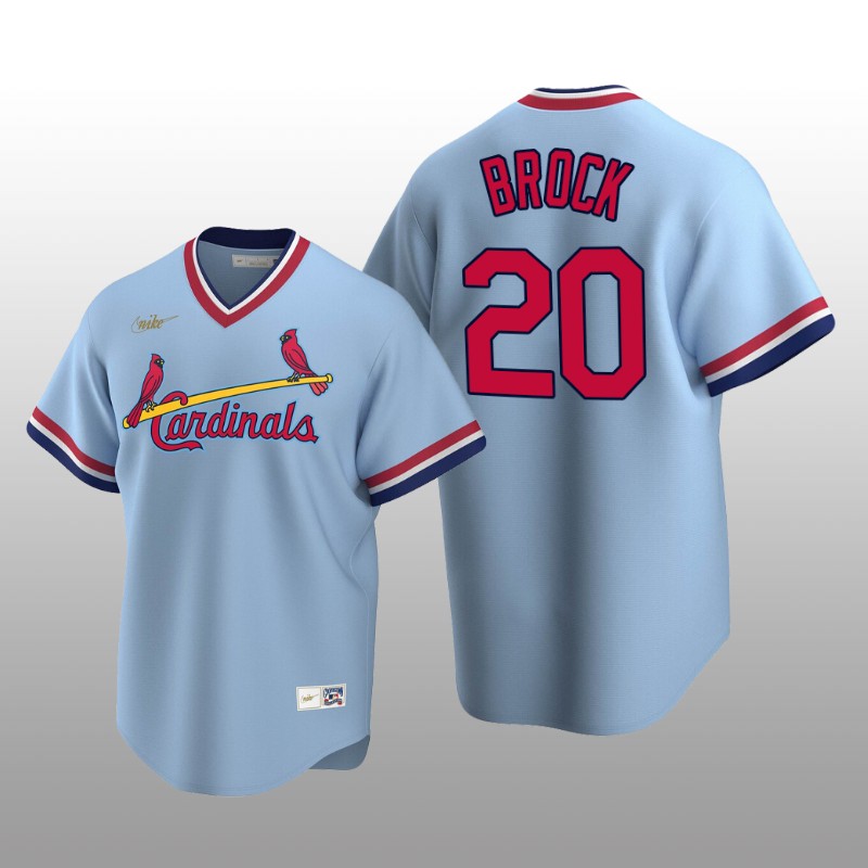 Men's St. Louis Cardinals Lou Brock Light Blue Cooperstown Collection Road Jersey
