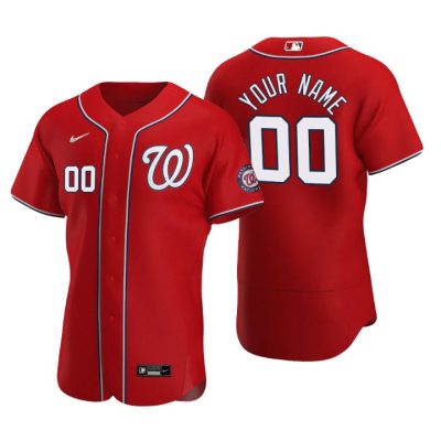 Men's Washington Nationals Custom Red Authentic 2020 Alternate Jersey