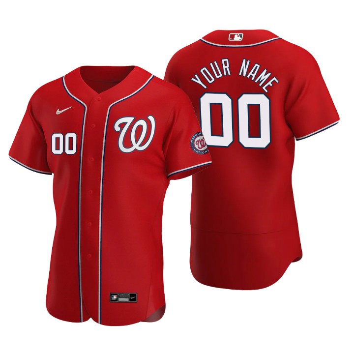 Men's Washington Nationals Custom Red Authentic 2020 Alternate Jersey