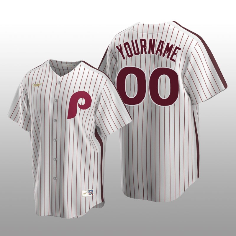 Men's yourname Philadelphia Phillies White Home Cooperstown Collection Jersey