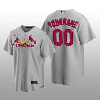 Men's yourname St. Louis Cardinals Grey Road 2020 Replica Jersey