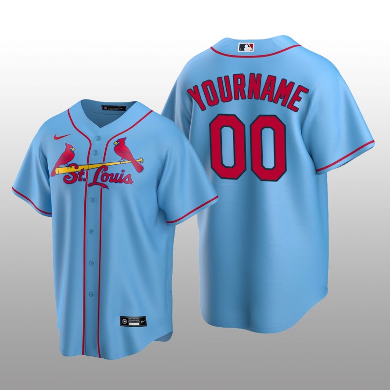 Men's yourname St. Louis Cardinals Light Blue Alternate 2020 Replica Jersey