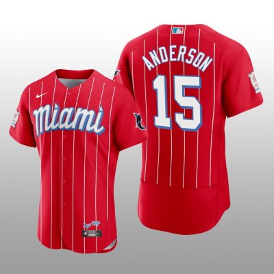Miami Marlins Brian Anderson Men's City Connect Jersey Red Authentic