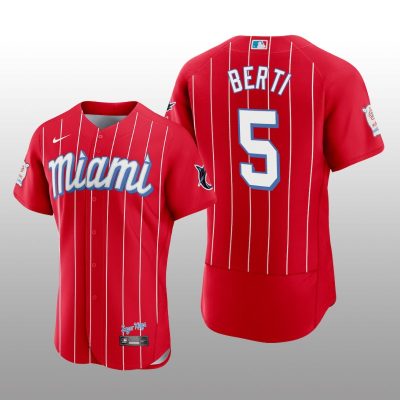 Miami Marlins Jon Berti Men's City Connect Jersey Red Authentic