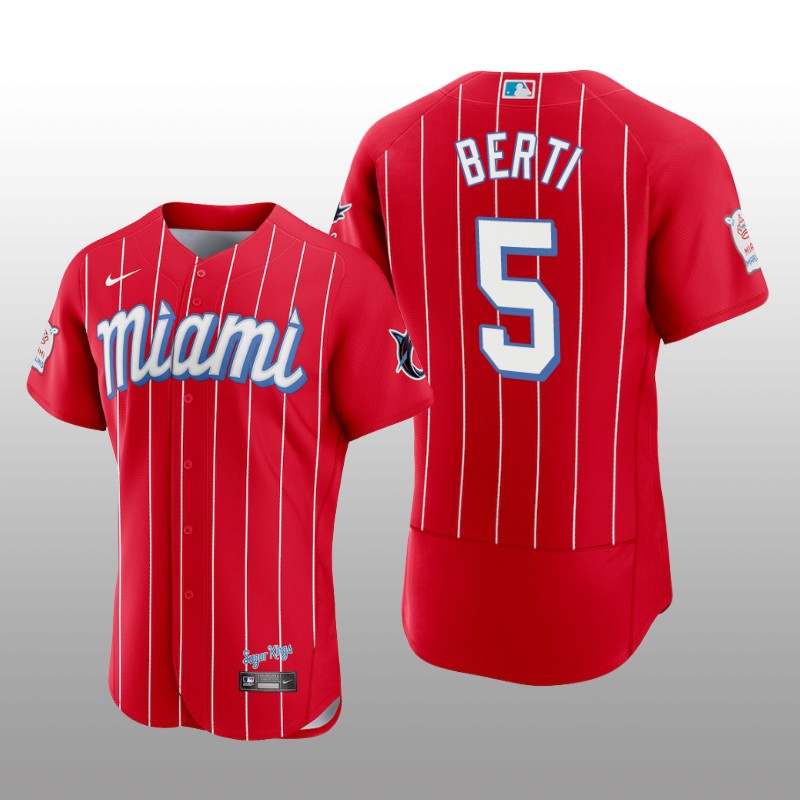 Miami Marlins Jon Berti Men's City Connect Jersey Red Authentic