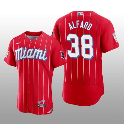Miami Marlins Jorge Alfaro Men's City Connect Jersey Red Authentic