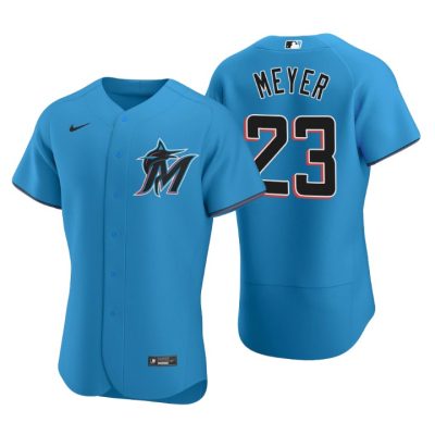 Miami Marlins Max Meyer Blue 2020 MLB Draft Alternate Authentic Jersey
