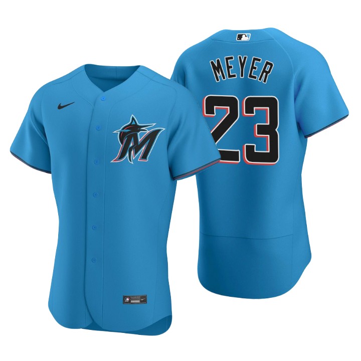 Miami Marlins Max Meyer Blue 2020 MLB Draft Alternate Authentic Jersey