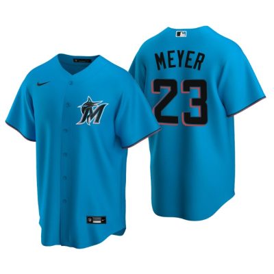 Miami Marlins Max Meyer Blue 2020 MLB Draft Alternate Replica Jersey