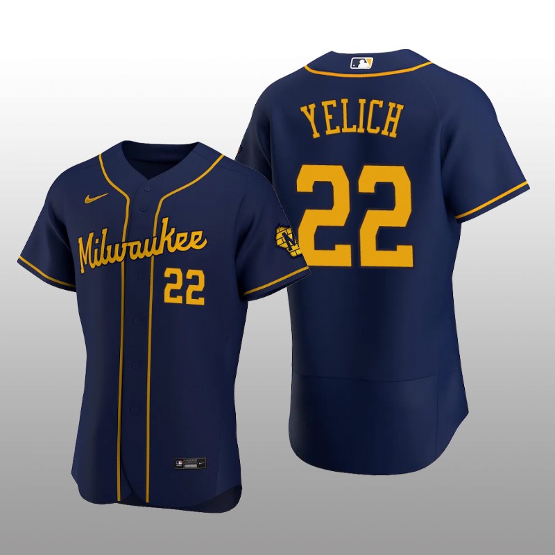 Milwaukee Brewers Christian Yelich Authentic Alternate Team Navy Jersey