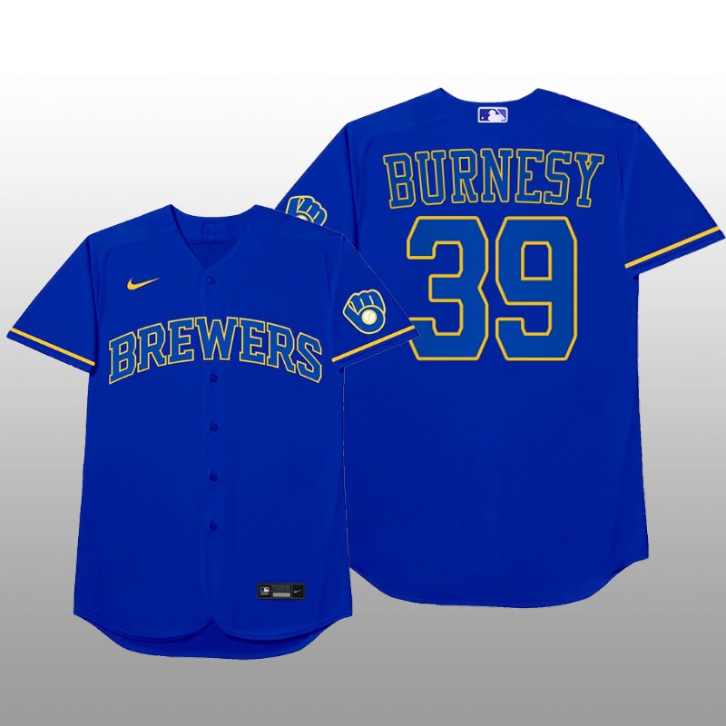 Milwaukee Brewers Corbin Burnes MLB Players Weekend Nickname Blue Jersey