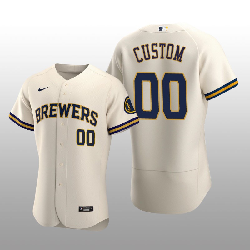 Milwaukee Brewers Custom Authentic Home Team Cream Jersey