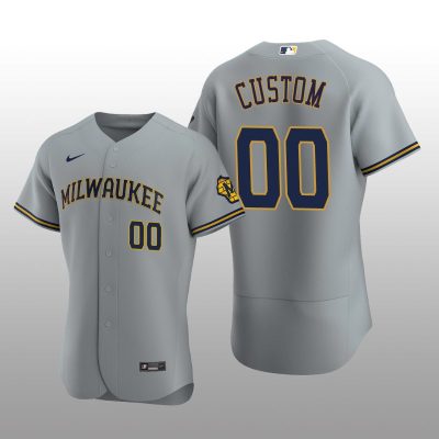 Milwaukee Brewers Custom Authentic Road Team Gray Jersey