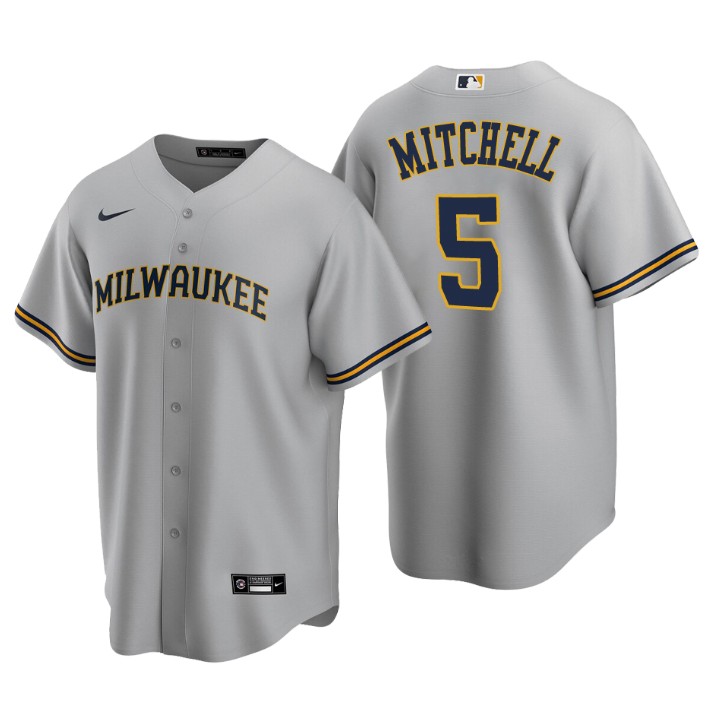 Milwaukee Brewers Garrett Mitchell Gray 2020 MLB Draft Road Replica Jersey