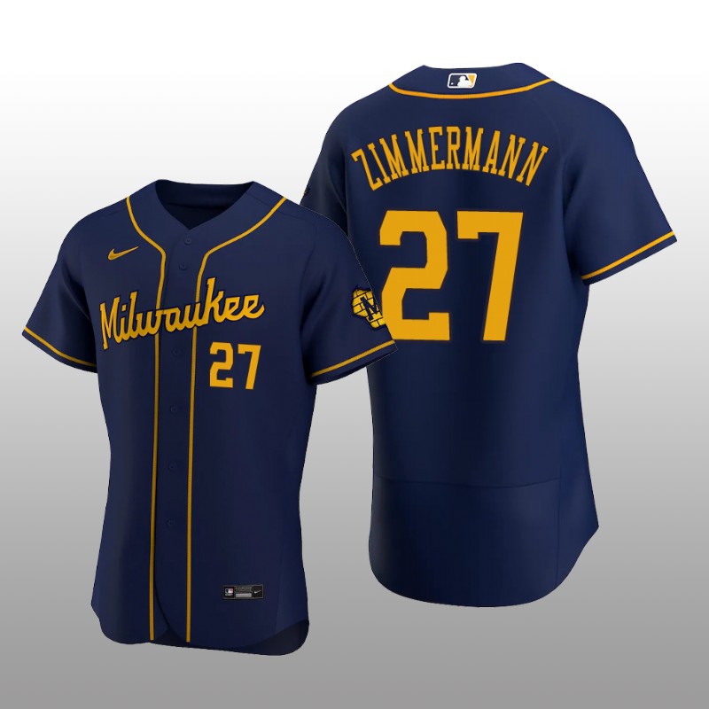 Milwaukee Brewers Jordan Zimmermann Authentic Alternate Team Navy Jersey