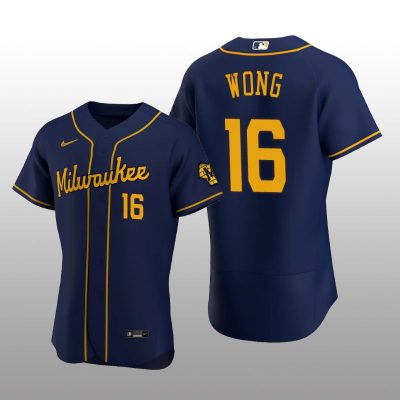 Milwaukee Brewers Kolten Wong Authentic Alternate Team Navy Jersey