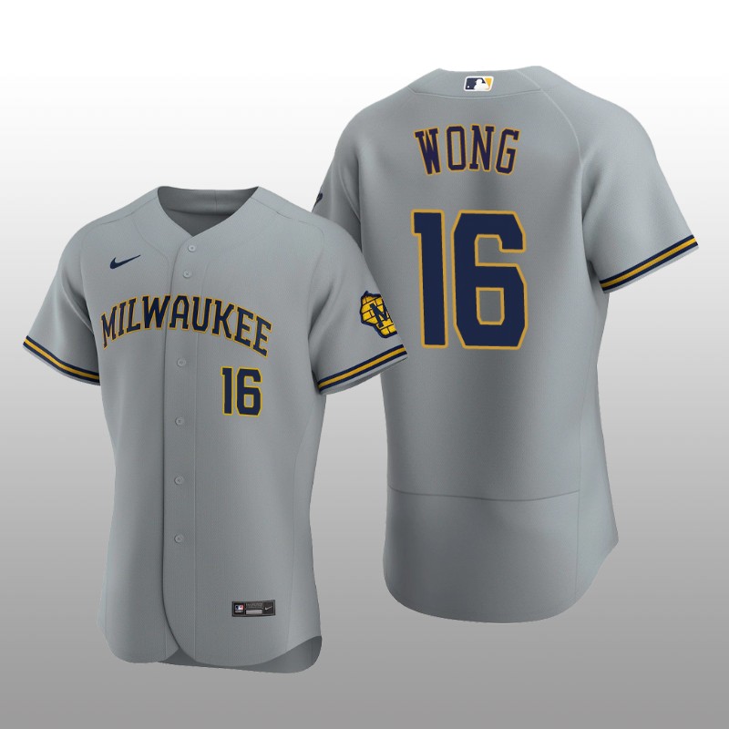 Milwaukee Brewers Kolten Wong Authentic Road Team Gray Jersey