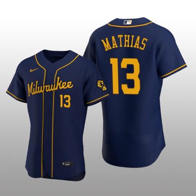 Milwaukee Brewers Mark Mathias Authentic Alternate Team Navy Jersey