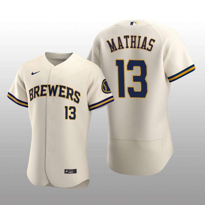 Milwaukee Brewers Mark Mathias Authentic Home Team Cream Jersey